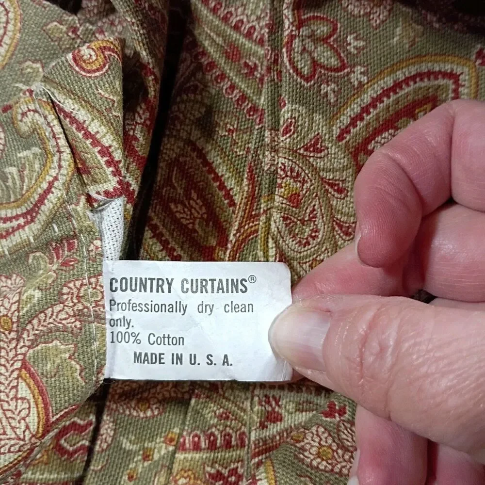 Country Curtains Paisley Drapery Panels Lot Of 2 Olive Green Red 87